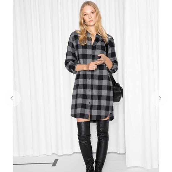 & Other Stories Checked Flannel Shirt Dress - Picture 1 of 6